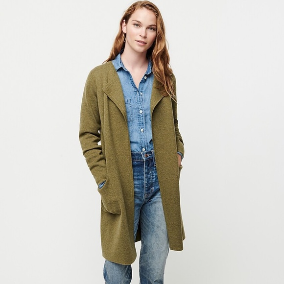 J. Crew Sweaters - NEW J. Crew Juliette Collarless Sweater Blazer Heather Cilantro Green